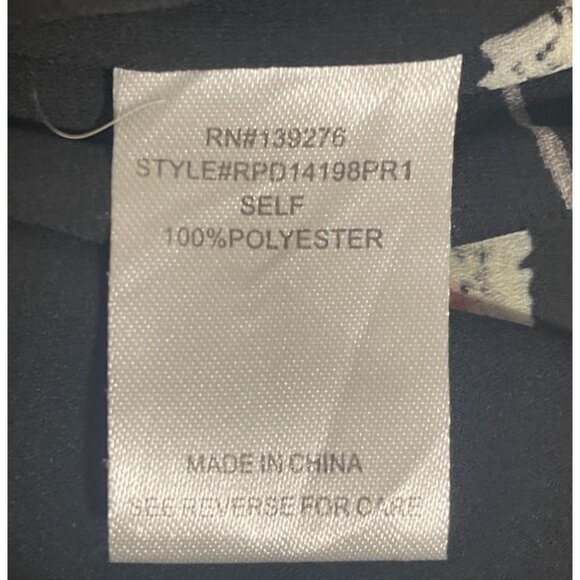 Daniel Rainn Black Floral Print Blouse With Roll Tab Sleeves Size S Flowy - Picture 5 of 6